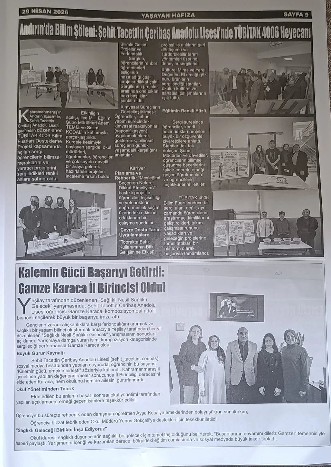 Genç Kalemler Tarihin İzinde: Şehit Tacettin Çeribaş Anadolu Lisesi’nden Andırın’ın Değerlerine Vefalı Dokunuş!