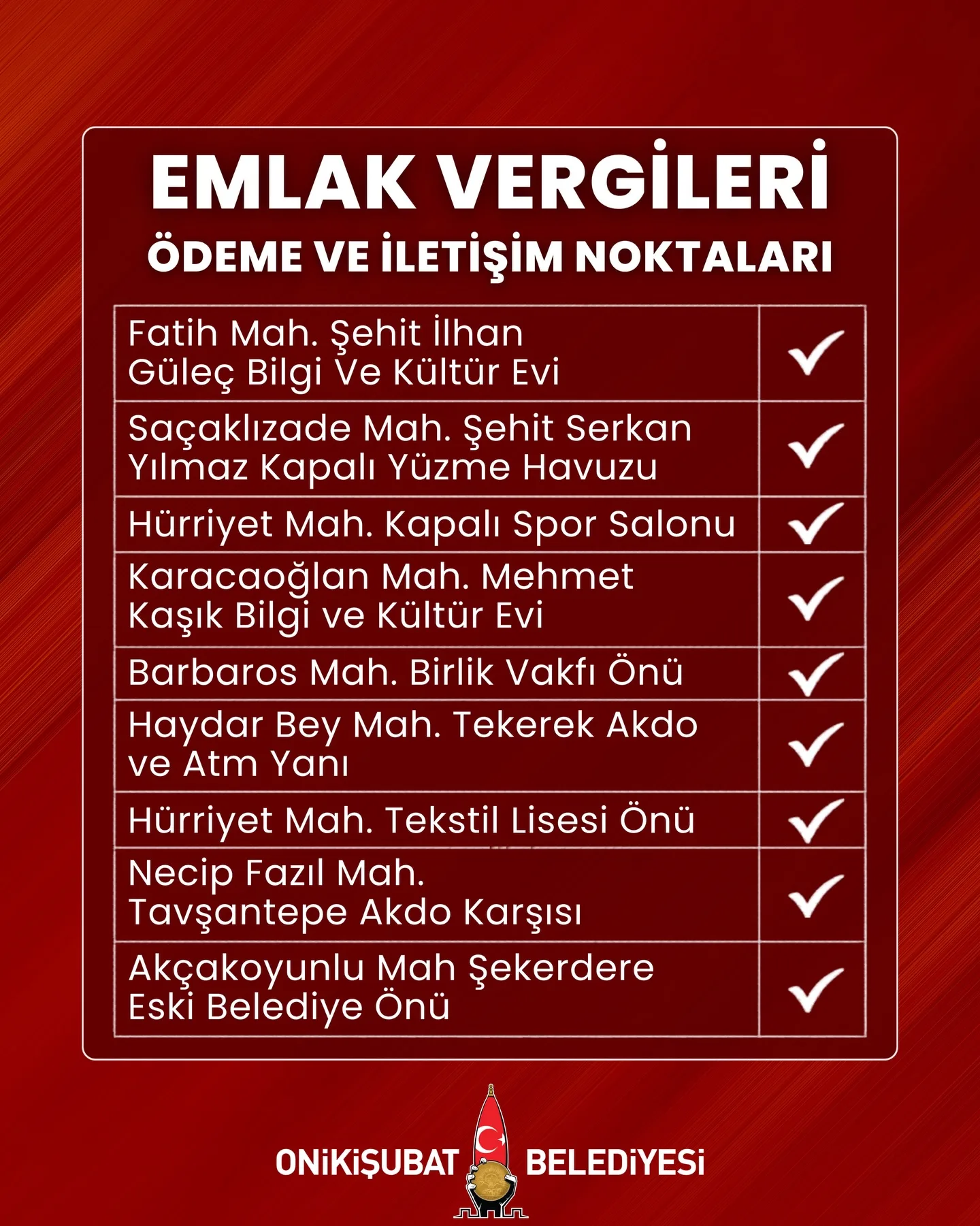 Onikişubat’tan önemli duyuru: Ödemeyenler dikkat! Onikişubat’tan önemli duyuru: Ödemeyenler dikkat!