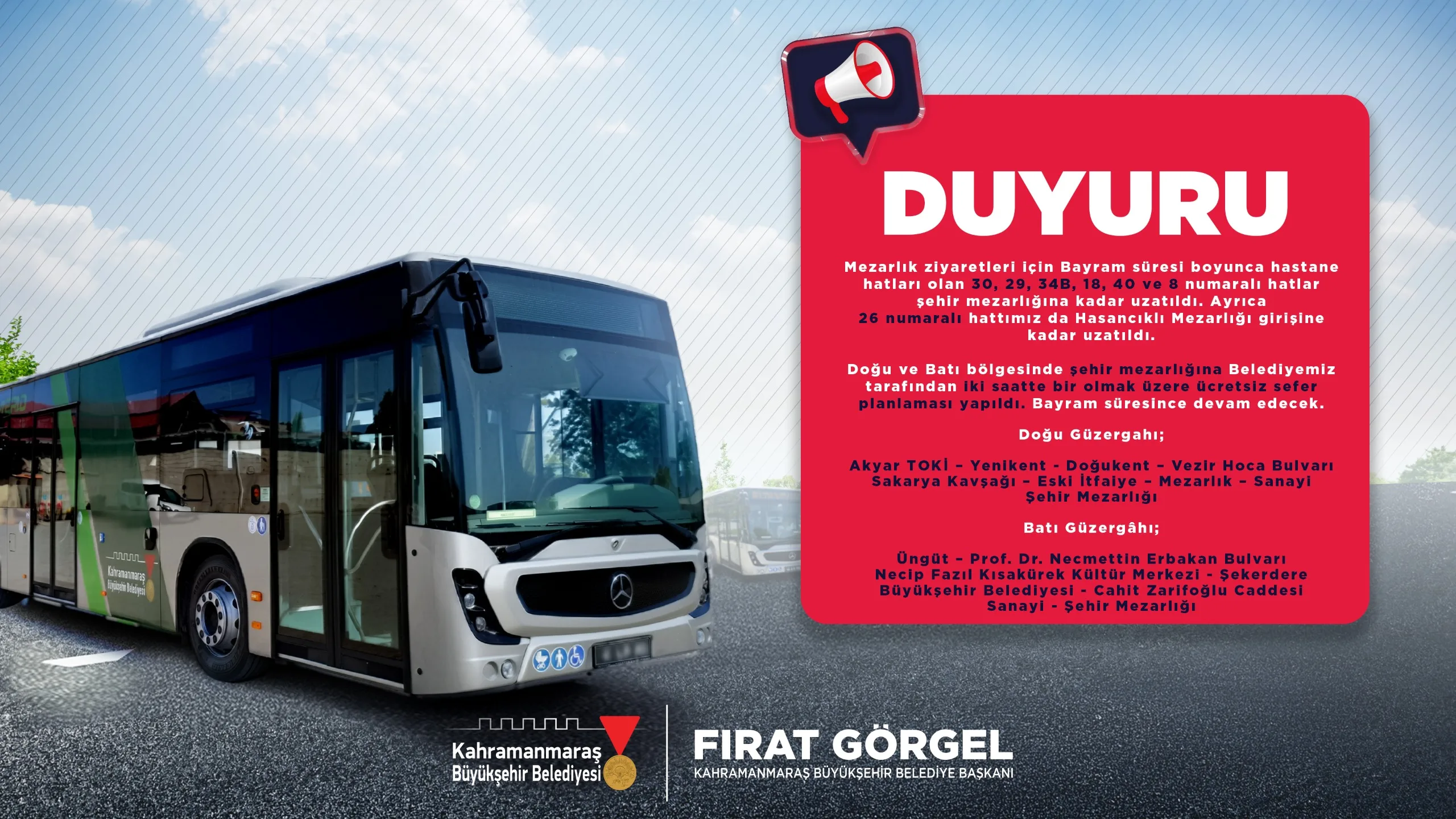 Büyükşehir’den Mezarlığa Ücretsiz Ulaşım Büyükşehir’den Mezarlığa Ücretsiz Ulaşım