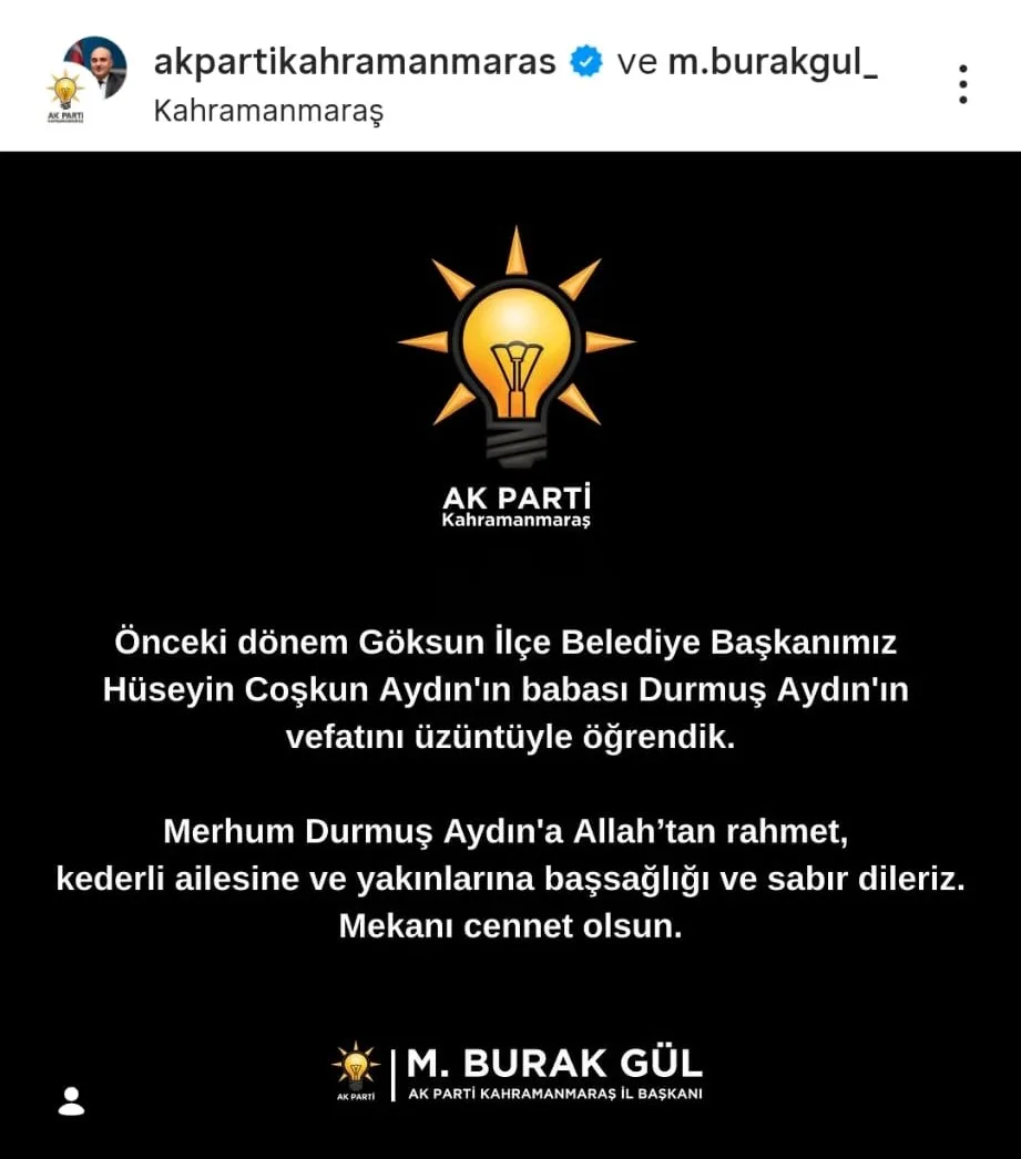 Göksun’u üzen ölüm: Eski belediye başkanının acı günü! Göksun’u üzen ölüm: Eski belediye başkanının acı günü!