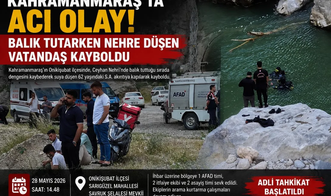 Kahramanmaraş’ın Onikişubat ilçesi Sarıgüzel Mahallesi Savruk Şelalesi mevkiinde, balık tuttuğu
