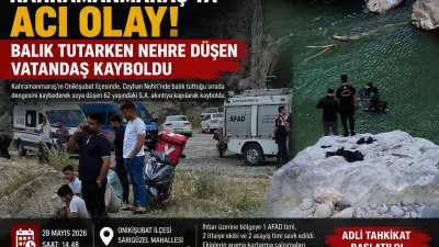 Kahramanmaraş’ın Onikişubat ilçesi Sarıgüzel Mahallesi Savruk Şelalesi mevkiinde, balık tuttuğu