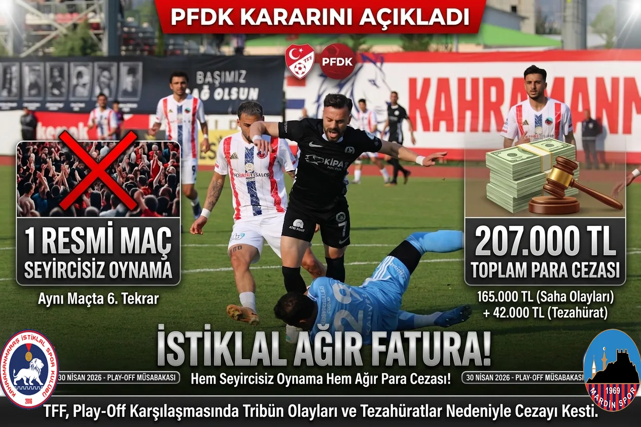 PFDK’dan İstiklal Spor’a Ağır Ceza: Hem Para Hem Seyircisiz Oynama!