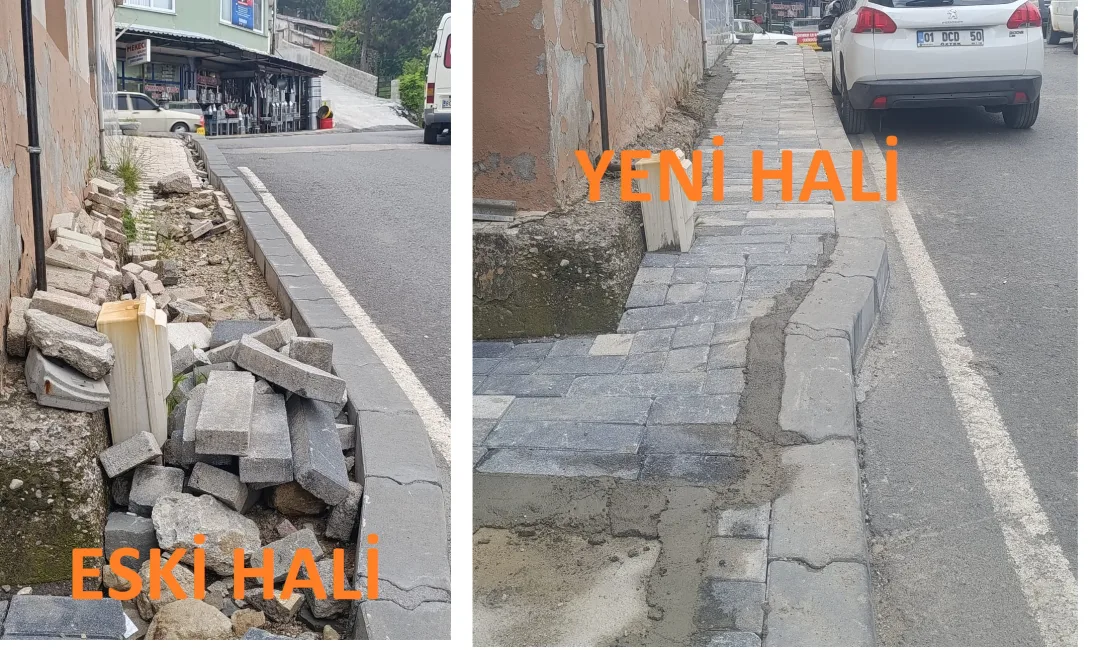 Tehlike Saçan Kaldırım Kısa Sürede Kahramanmaraş Büyükşehir Belediyesi tarafında Yenilendi!