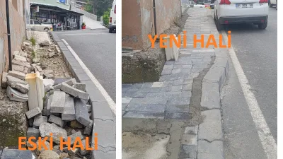 Tehlike Saçan Kaldırım Kısa Sürede Kahramanmaraş Büyükşehir Belediyesi tarafında Yenilendi!