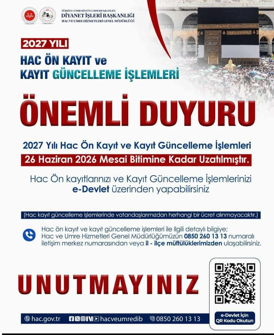 Andırın İlçe Müftülüğü'nden Hacı Adaylarına Önemli Duyuru: Başvuru Süresi Uzatıldı!