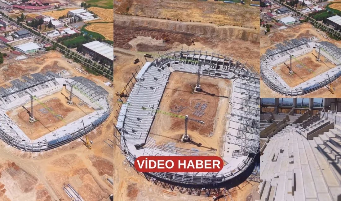 Kahramanmaraş’ın uzun yıllardır beklediği stadyumun inşaatında çalışmalar son gaz devam