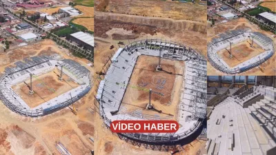 Kahramanmaraş’ın uzun yıllardır beklediği stadyumun inşaatında çalışmalar son gaz devam