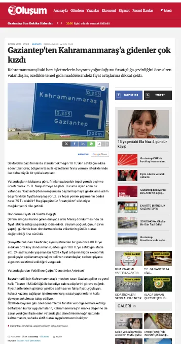 Gözlerini Aç Kahramanmaraş! Misafirimize Yapılan "Fırsatçılık" Bize Yakışmaz!