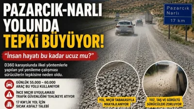 Kahramanmaraş'ın Pazarcık ilçesi ile Narlı Mahallesi arasında bulunan D360 Karayolu'nda