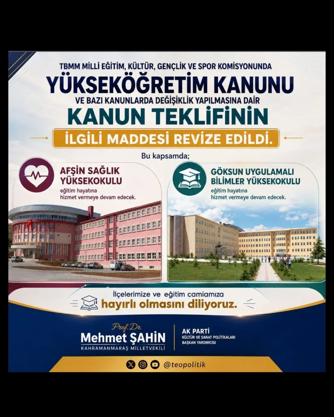 Andırınlı Milletvekili Şahin’den Göksun ve Afşin’e Müjde!
