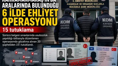 Kayseri merkezli, Kahramanmaraş’ın da aralarında bulunduğu 6 ilde sürücü belgesi