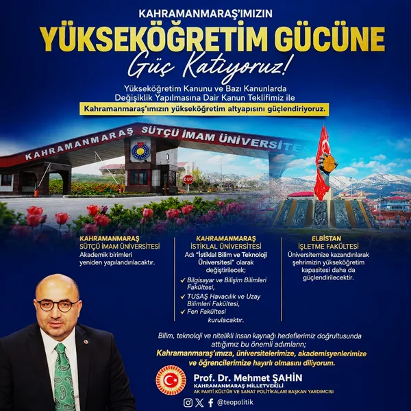 Andırınlı Milletvekili Şahin duyurdu: 2 Üniversite için dev adım!