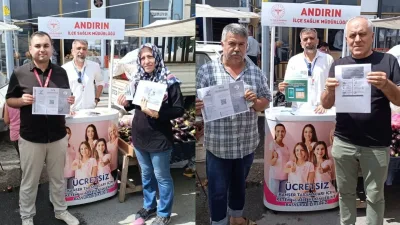 Andırın’da Halk Pazarı’nda kurulan stantta vatandaşlar iklim değişikliği konusunda bilgilendirildi.