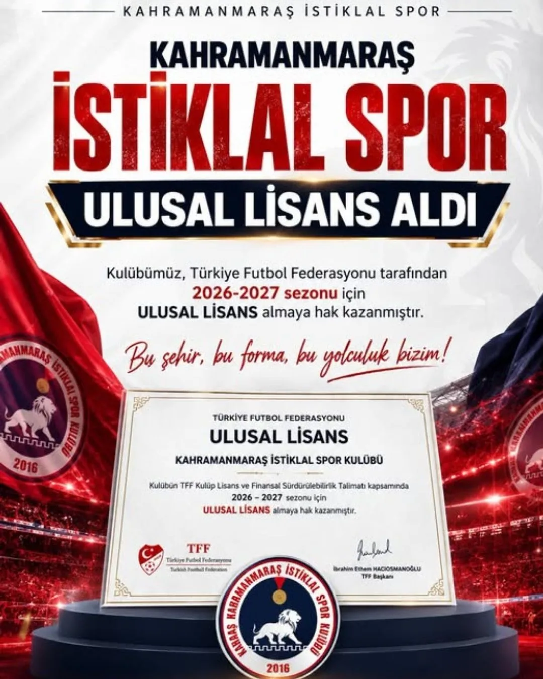 İstiklalspor Lisansını Aldı!