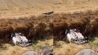 Kahramanmaraş’ta meydana gelen kazada kontrolden çıkan bir araç yol kenarındaki