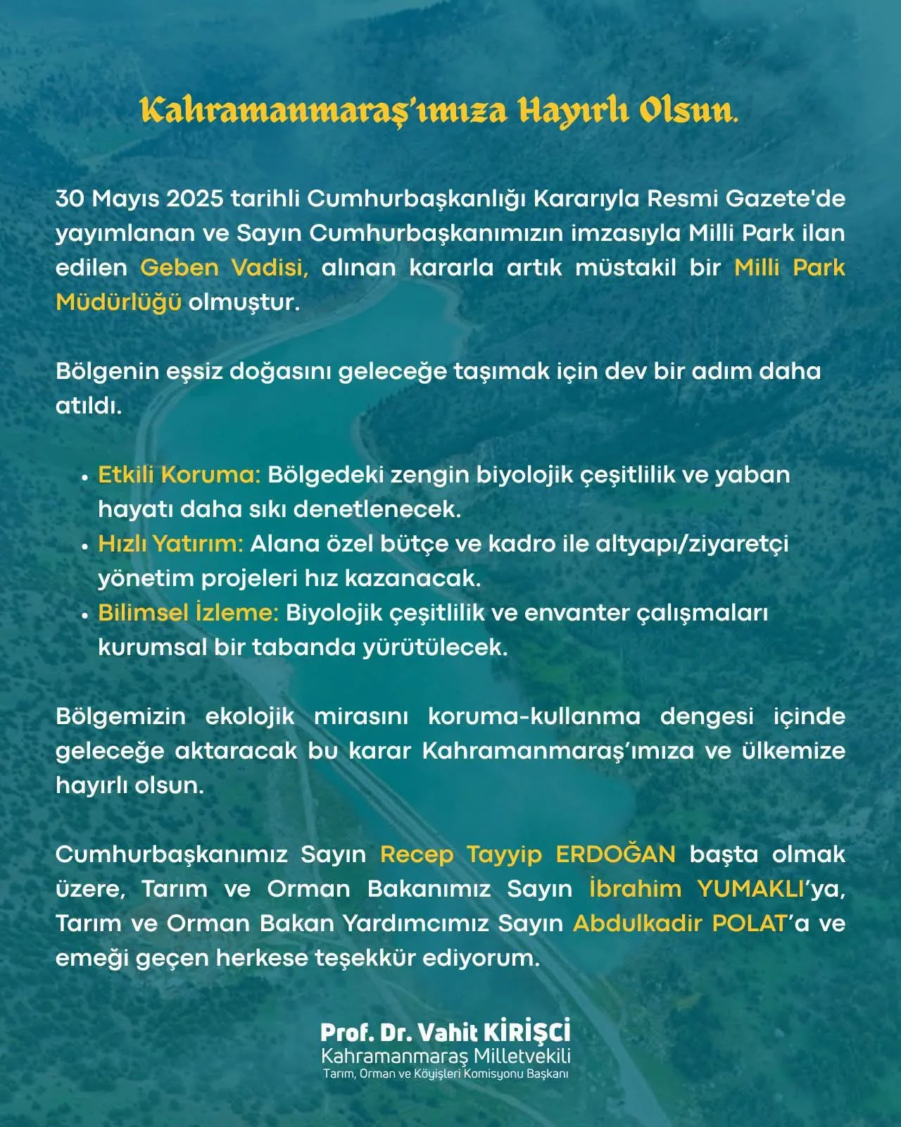 AK Partili Kirişci'den Andırın’a Müjde: Artık Daha Güçlü Korunacak!