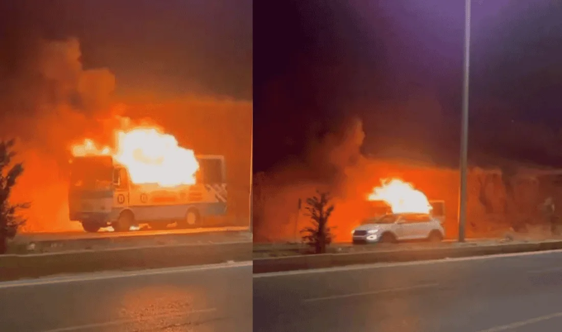 Onikişubat ilçesi Kuzey Çevre Yolu’nda park halinde bulunan sürücü kursuna