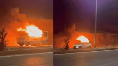 Onikişubat ilçesi Kuzey Çevre Yolu’nda park halinde bulunan sürücü kursuna