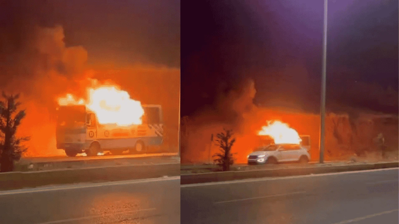 Onikişubat ilçesi Kuzey Çevre Yolu’nda park halinde bulunan sürücü kursuna