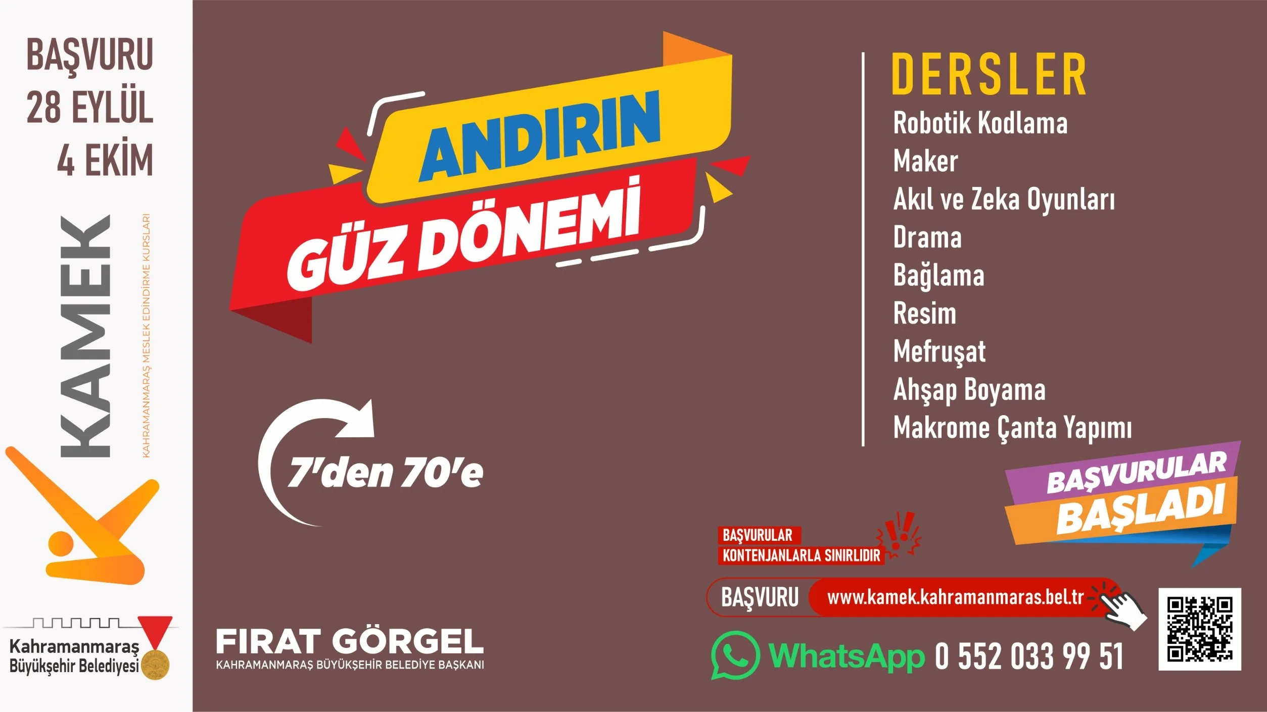 4 i̇lçede kamek heyecanı: ücretsiz kurslar i̇çin başvurular başladı!