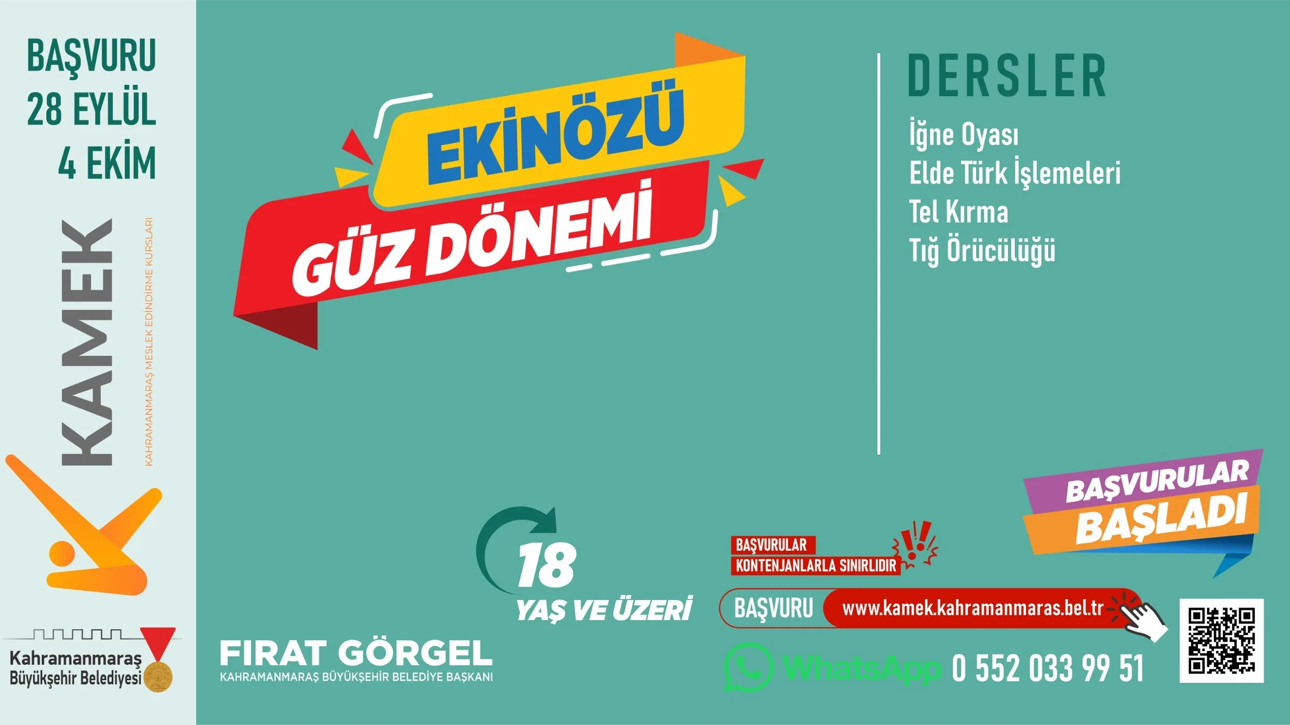 4 i̇lçede kamek heyecanı: ücretsiz kurslar i̇çin başvurular başladı!