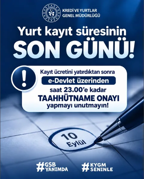 Kyk yurt kayıtlarında son gün uyarısı