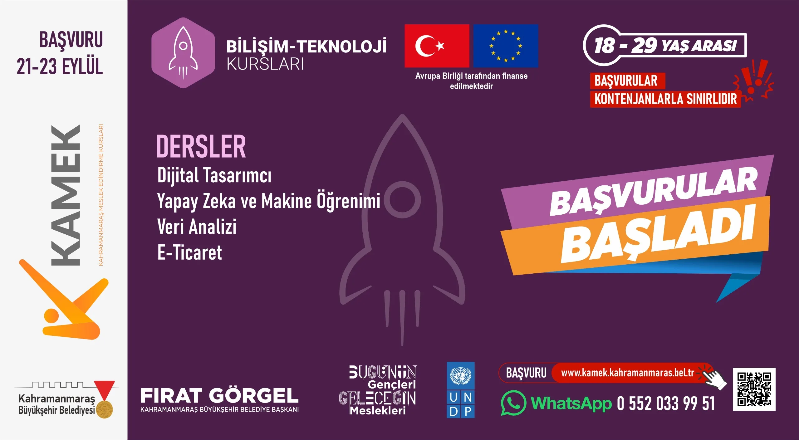 Kamek’te güz dönemi başvuruları başladı!