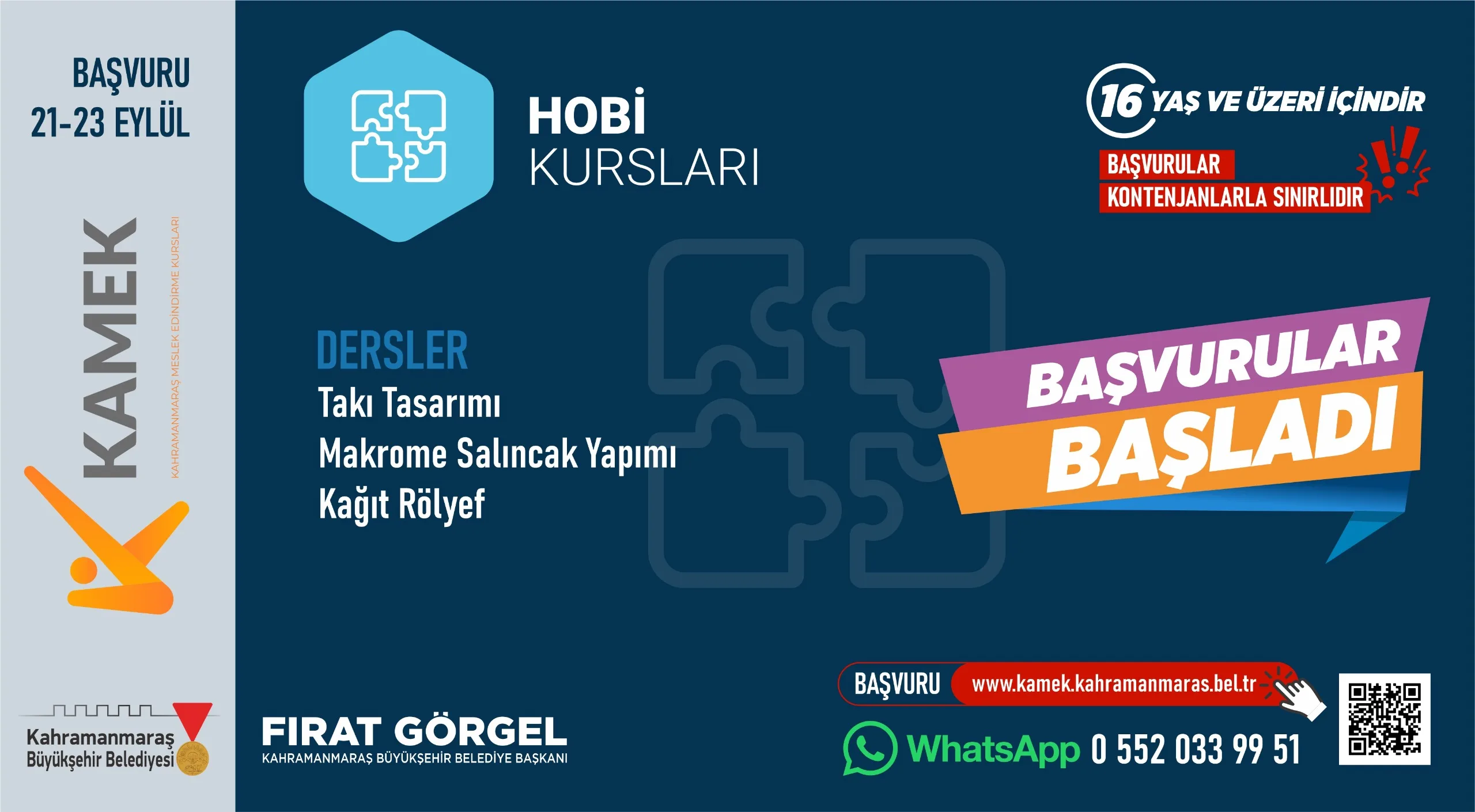Kamek’te güz dönemi başvuruları başladı!