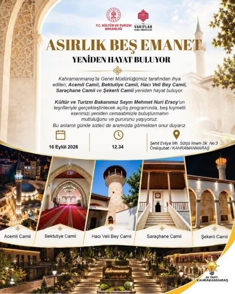 Kahramanmaraş’ta asırlık 5 tarihi cami yeniden i̇badete açılıyor!