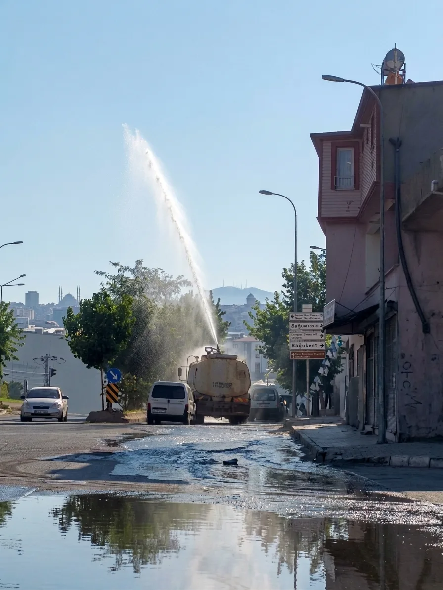 Kahramanmaraş'ta yokuşta kalan su tankeri faciaya yol açıyordu. Yokuşu çıkamayan
