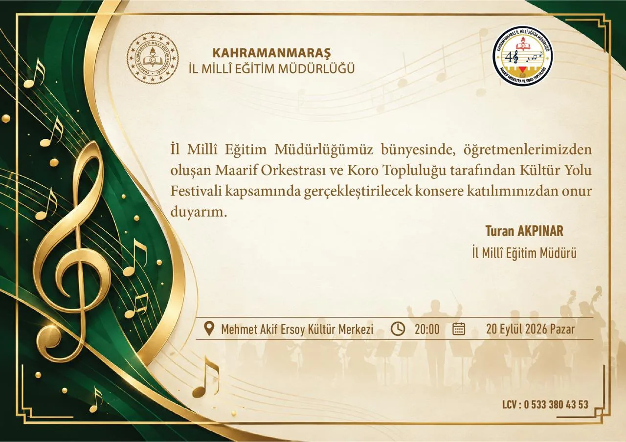 Kahramanmaraş’ta maarif orkestrası sahne alıyor!