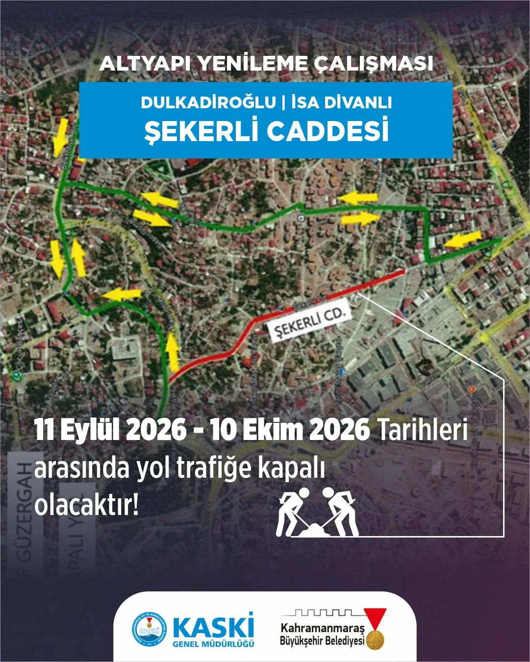Şekerli caddesi 1 ay süreyle ulaşıma kapatıldı!