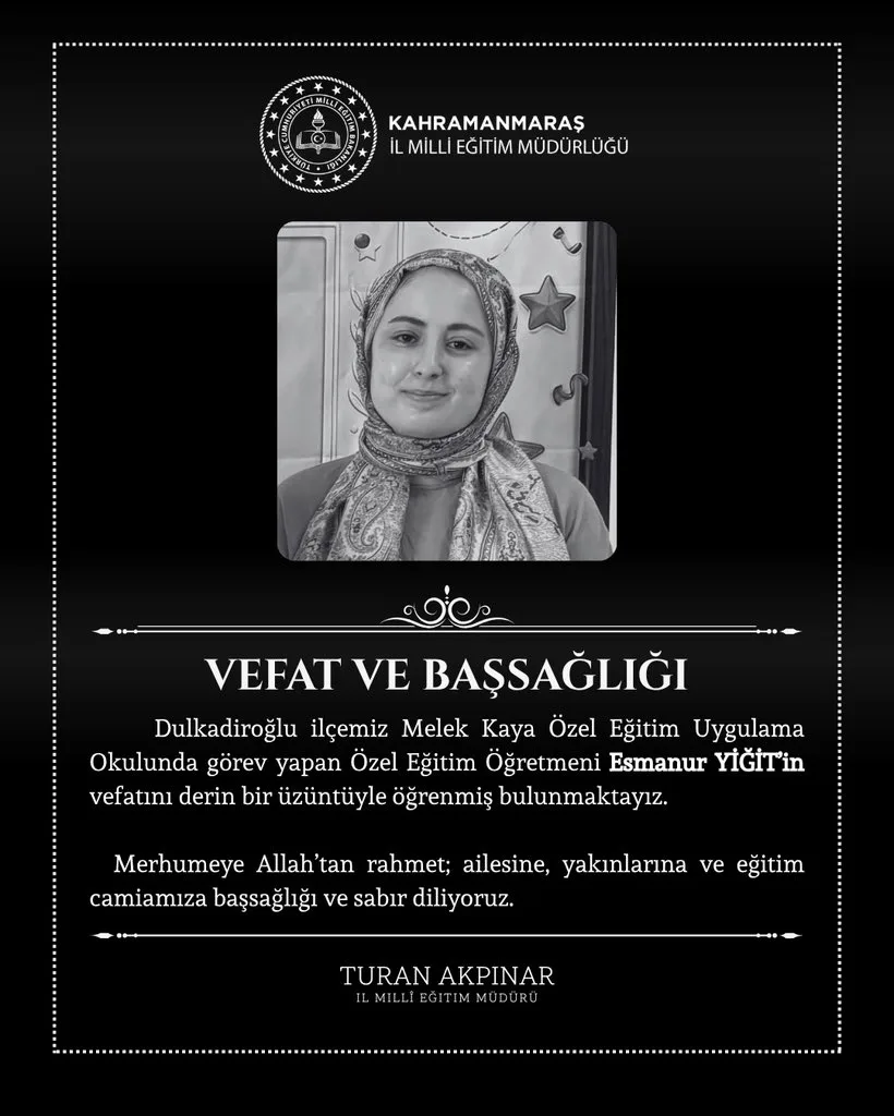 Eğitim camiasını yasa boğan vefat