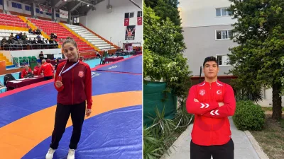 Büyükşehir Belediyesi Spor Kulübü’nün milli güreşçileri Alperen Gerek ve Ayşe