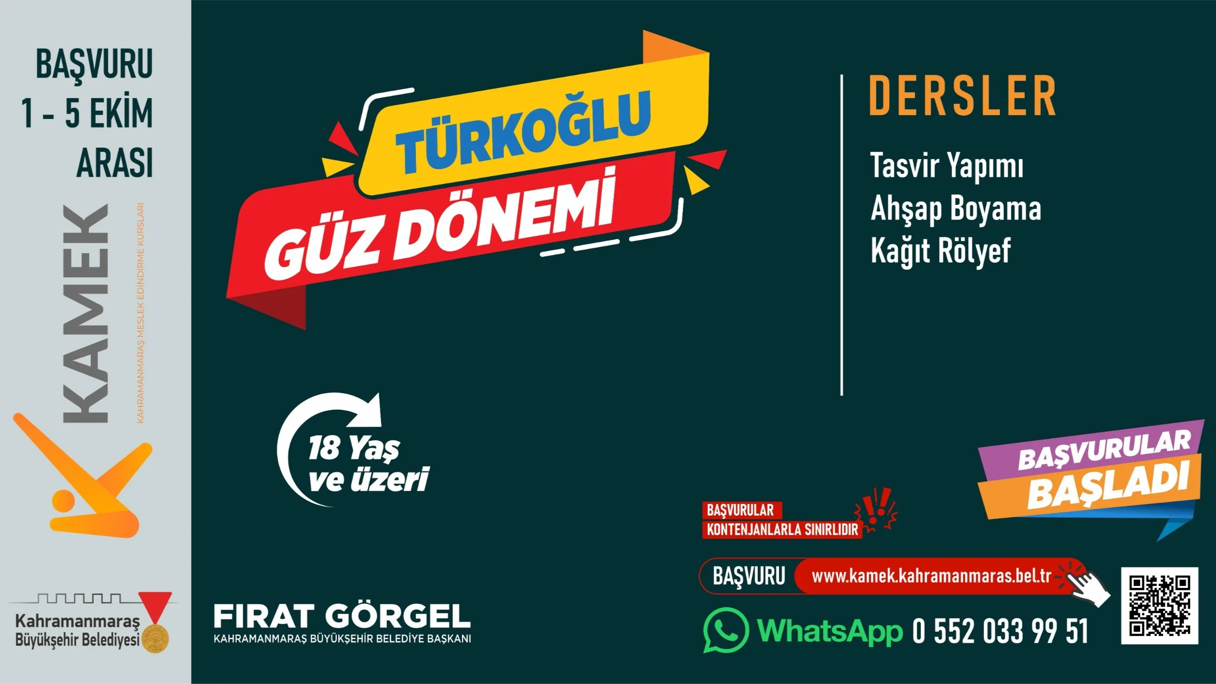 Kamek göksun ve türkoğlu kurs kayıtları başladı!